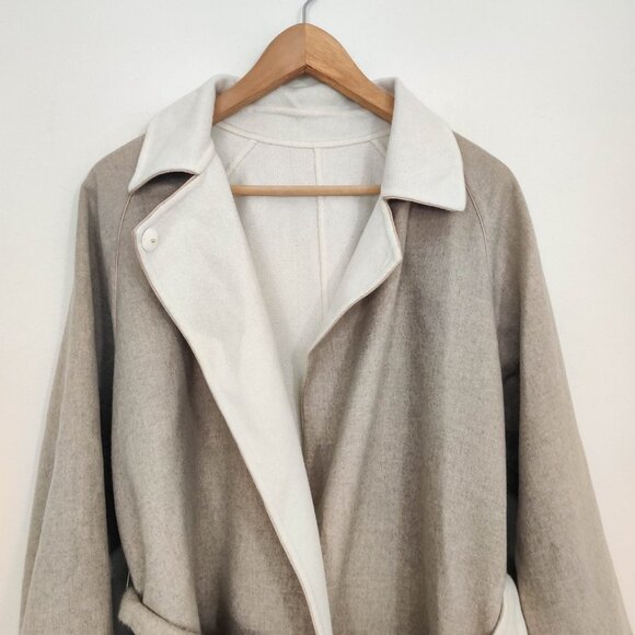 Max Mara Reversible Angora Wool Belted Wrap Coat in Taupe Ecru 12 - Picture 3 of 16